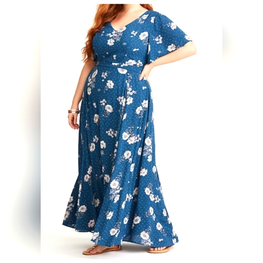 Torrid size 14 teal Gauze maxi dress NWT